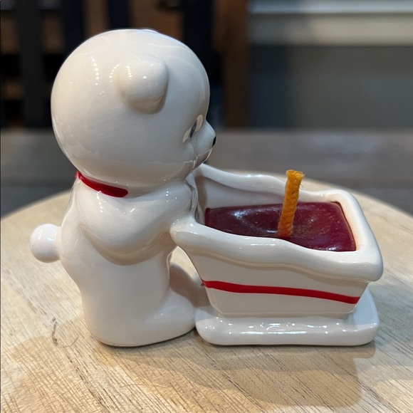 RUSS White Bear Candle Holders with Red Accents - Picture 8 of 15